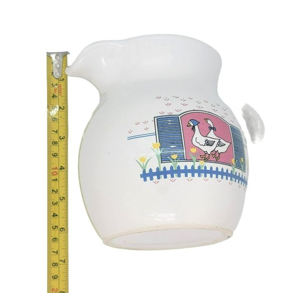 Rare Pottery Pitcher Water Jug hand made field landscape with two ducks Creme - Picture 3 of 7